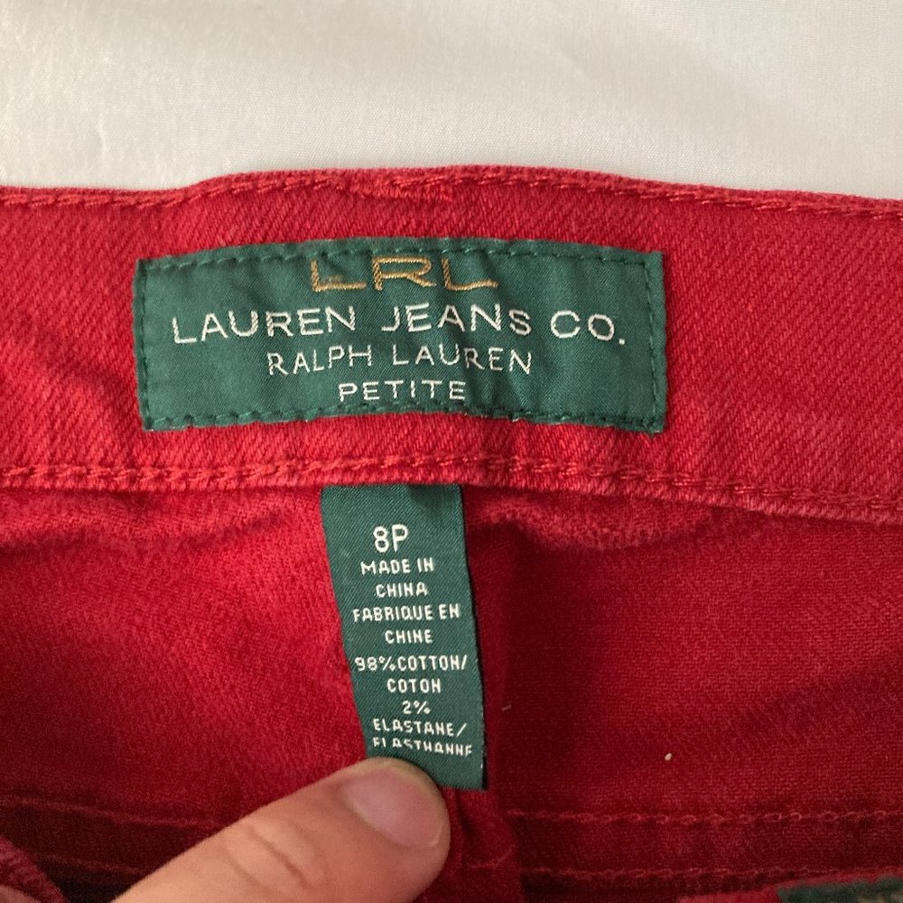 Lauren Jeans Co. Ralph Lauren Cranberry Red Petite Modern Straight Women 8P - Picture 2 of 12